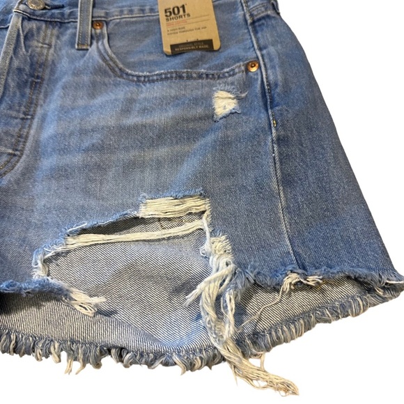 NEW Levi’s 501 High Rise Distressed Denim Shorts Sz 30 - Picture 5 of 16
